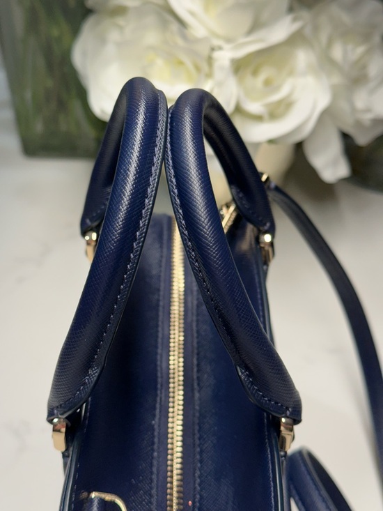 Kate Spade Madison Navy Blue Denim Floral Vase Embroidered Tote Crossbody Bag - Picture 8 of 13